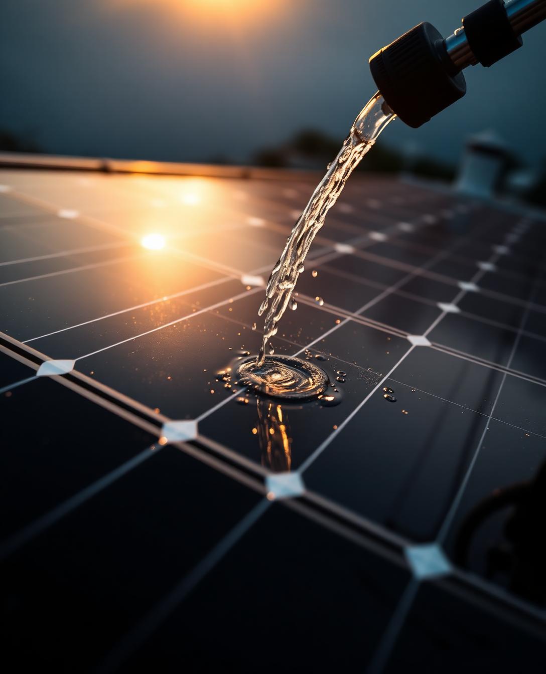 Macro view of a clean solar panel with water droplet